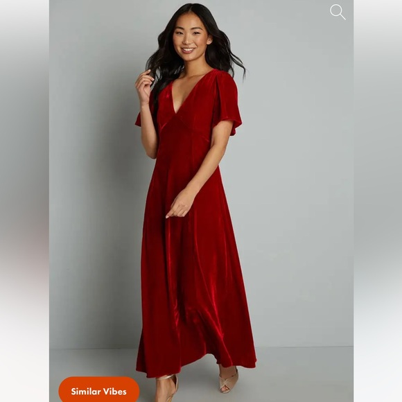 NWT ModCloth Captivating Charisma Velvet Maxi Dress Red Large - Picture 3 of 14